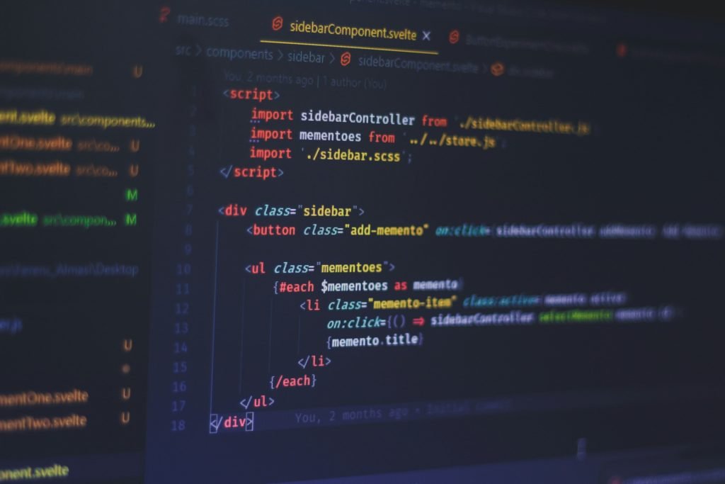 Source code on a dark screen