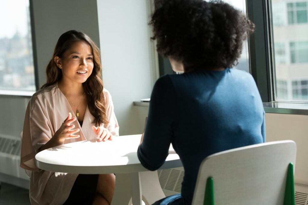 An interviewer talking with a candidate